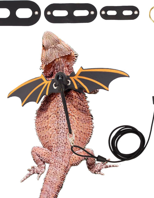 Load image into Gallery viewer, Bearded Dragon Leash Harness, 3 Size Pack Leather Wing Lizard Harness with Removable Lizard Leash for Bearded Dragon Lizard Reptiles (Black)
