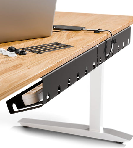 Cable Management under Desk for Easy Mounting Under-Table I Set of 3 - with 10X Cable Ties I Desk Organizer for Office/Home Office Table Thoughtful Cable Tray Holder, Black