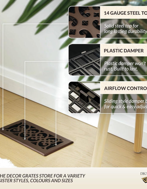 Load image into Gallery viewer, SPH412-RB Floor Register, 4X12, Rubbed Bronze Finish
